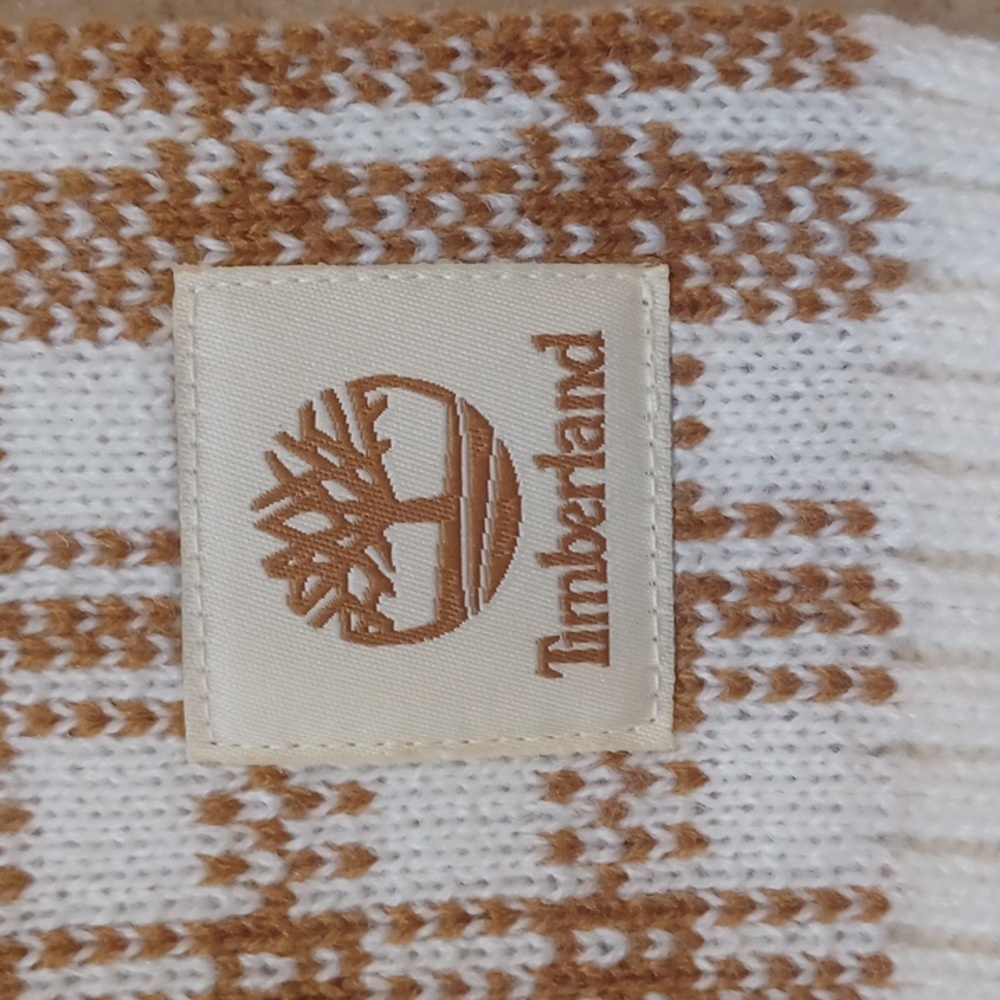 NWT Timberland Cream/Coppery Camel Tan Stylish Plaid Unisex Scarf - Picture 2 of 7